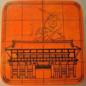 伊達政宗と大手門（60mm）